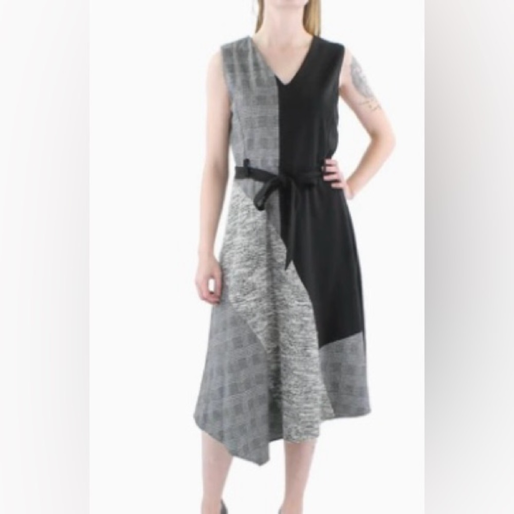 Euc Calvin Klein Houndstooth Patchwork Asymmetric… - image 1